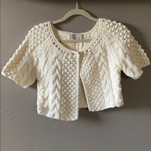 Cropped short sleeve sweater